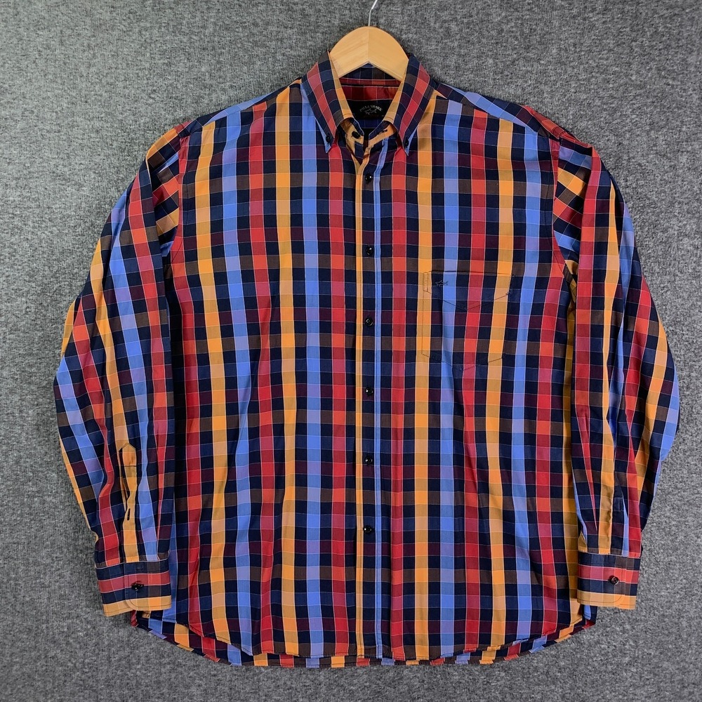 Paul & Shark Yachting Shirt Men 2XL 43 Check Button Down